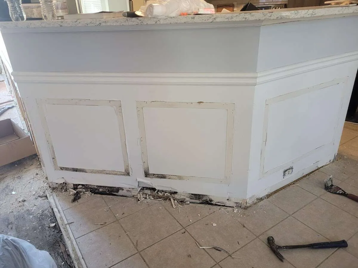 Water damage and mold on kitchen during Storm Damage Restoration in Midwest City